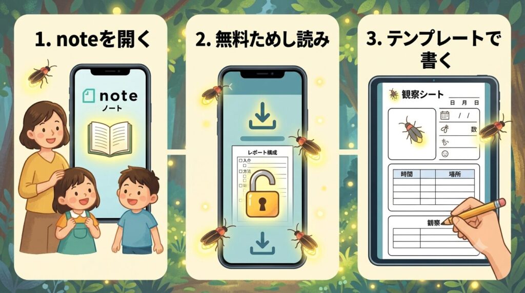 noteで自由研究テンプレートを使うための簡単な3ステップ