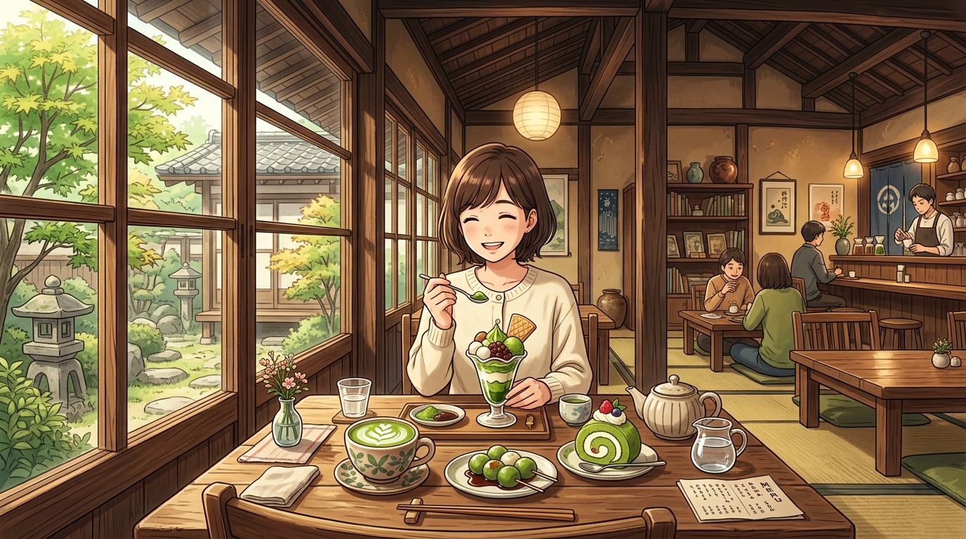伊丹郷町周辺の美味しいスイーツ&カフェイメージイラスト