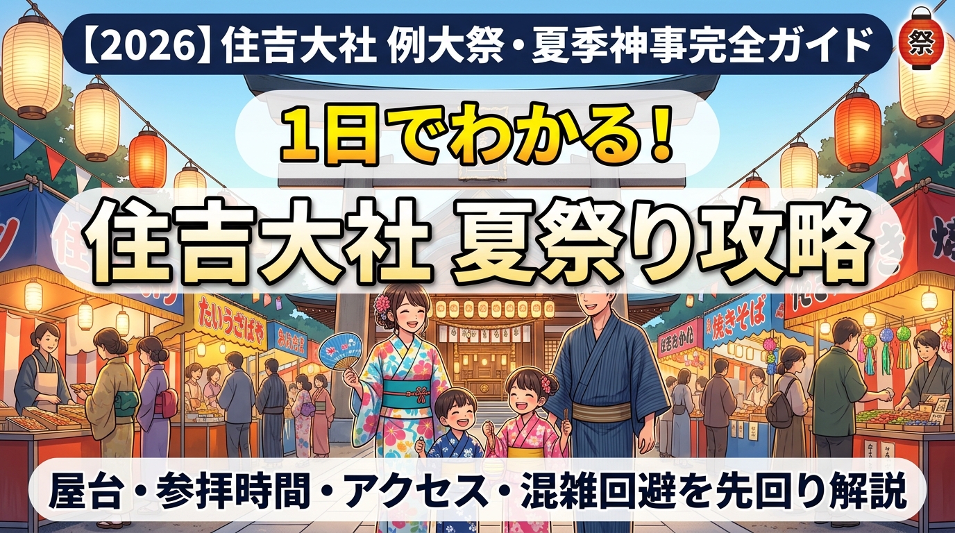 住吉大社の夏祭りを表現したアイキャッチ