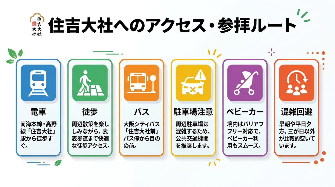 住吉大社へのアクセス方法を整理した図解